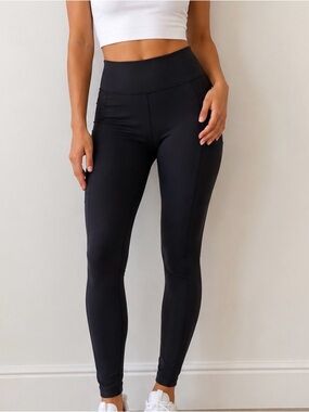 Z By Zobha Black High-Waist Active Leggings back ankle zip detail SZ SM pockets
